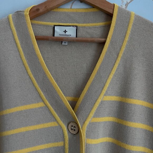 Tuckernuck Womens Preppy Striped Cardigan Size M Relaxed Slouchy Soft Knit Cozy - Picture 4 of 10